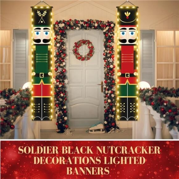 Nutcracker Christmas Decor Nutcrackers Banners Porch with LED String Lights - Picture 5 of 8